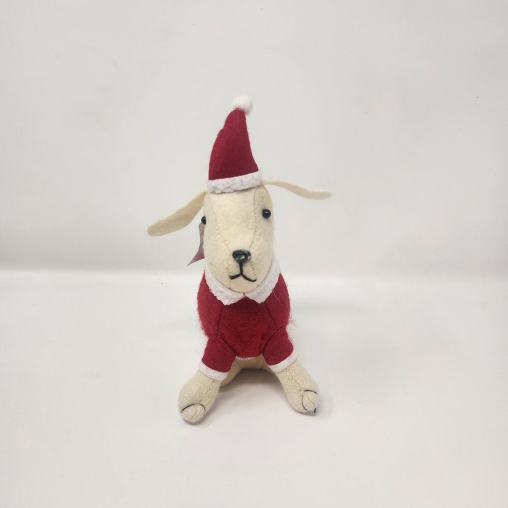 Felt Santa Christmas Plush Dog White
